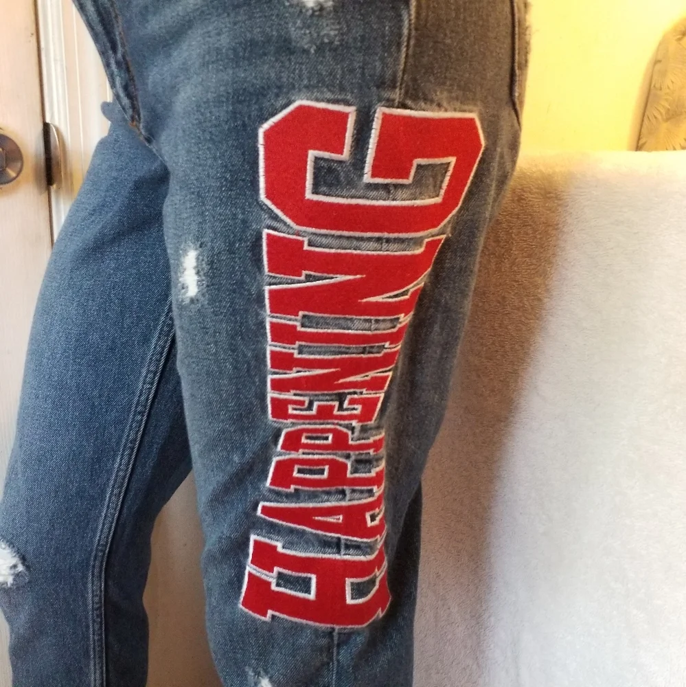 Sandro Paris Hortense Happening distressed high waisted Jeans preppy varsity 6 - Picture 9 of 16